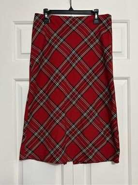 Vintage 90s XOXO Red Tartan Plaid Midi Skirt - Size 5 - Made in USA Label
